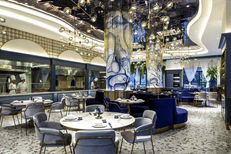餐廳現代風藝術吊燈用餐區(qū)效果圖