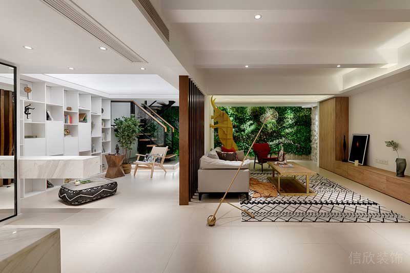 深圳羅湖現(xiàn)代北歐風家庭住宅舊房翻新裝修會客娛樂休閑廳