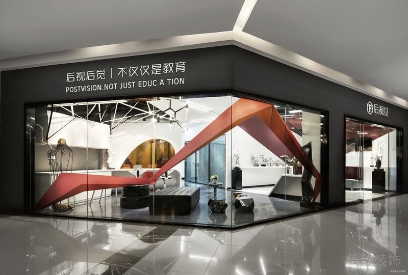 后事后覺(jué)教育培訓(xùn)機(jī)構(gòu)店鋪裝修玻璃櫥窗創(chuàng)意隔斷墻體設(shè)計(jì)效果圖