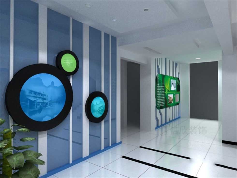 電子公司企業(yè)展廳企業(yè)形象墻裝修設(shè)計(jì)