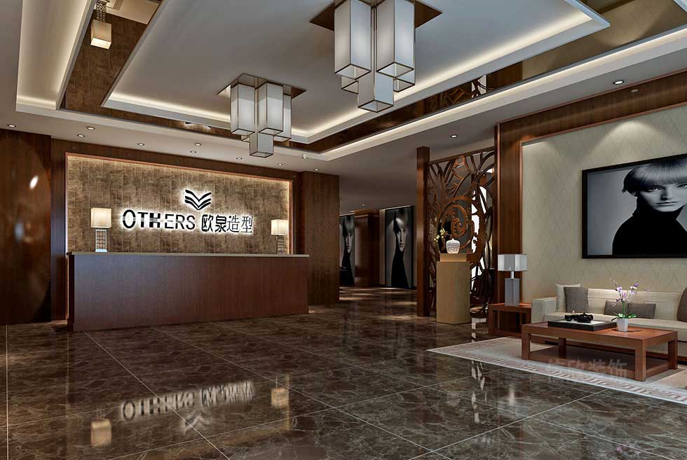 深圳現(xiàn)代中式美發(fā)店前臺裝修設(shè)計(jì)