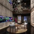 深圳龍崗現(xiàn)代中式風(fēng)格餐廳裝修設(shè)計休閑廳效果圖