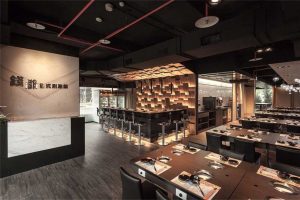 深圳鹽田現(xiàn)代簡(jiǎn)約風(fēng)格火鍋店裝修設(shè)計(jì)大廳用餐區(qū)效果圖