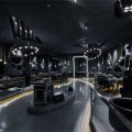 深圳鹽田后現(xiàn)代黑灰色系餐飲店裝修設(shè)計大廳效果圖