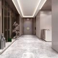 辦公室過(guò)道景觀白色石子鋪地盆景