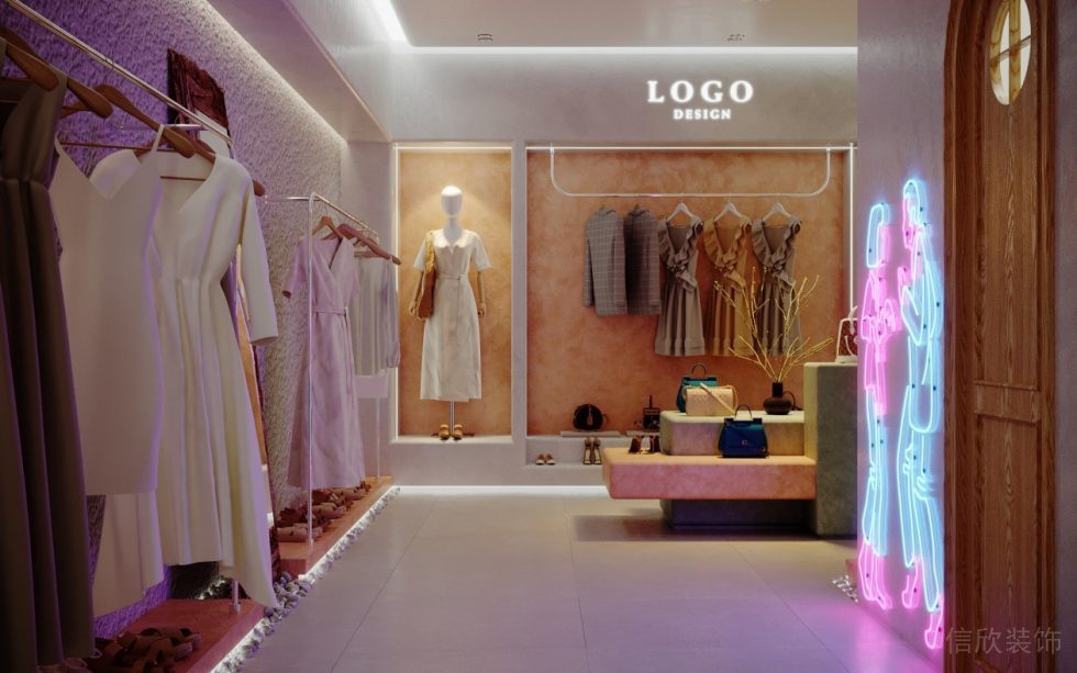 深圳市南山區后?，F代服裝專賣店裝修設計仿古磚背景墻