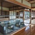 時(shí)間谷創(chuàng)意大廈日式原木風(fēng)辦公室裝修方案 超大圓形造型鏡