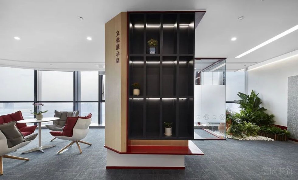 現(xiàn)代極簡主義灰色主調(diào)辦公室裝修設(shè)計案例 展示柜