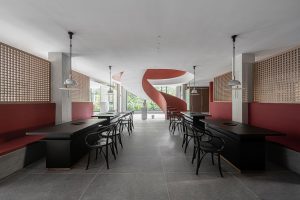簡約中式風(fēng)中餐廳對稱式大堂雅座區(qū)裝修設(shè)計