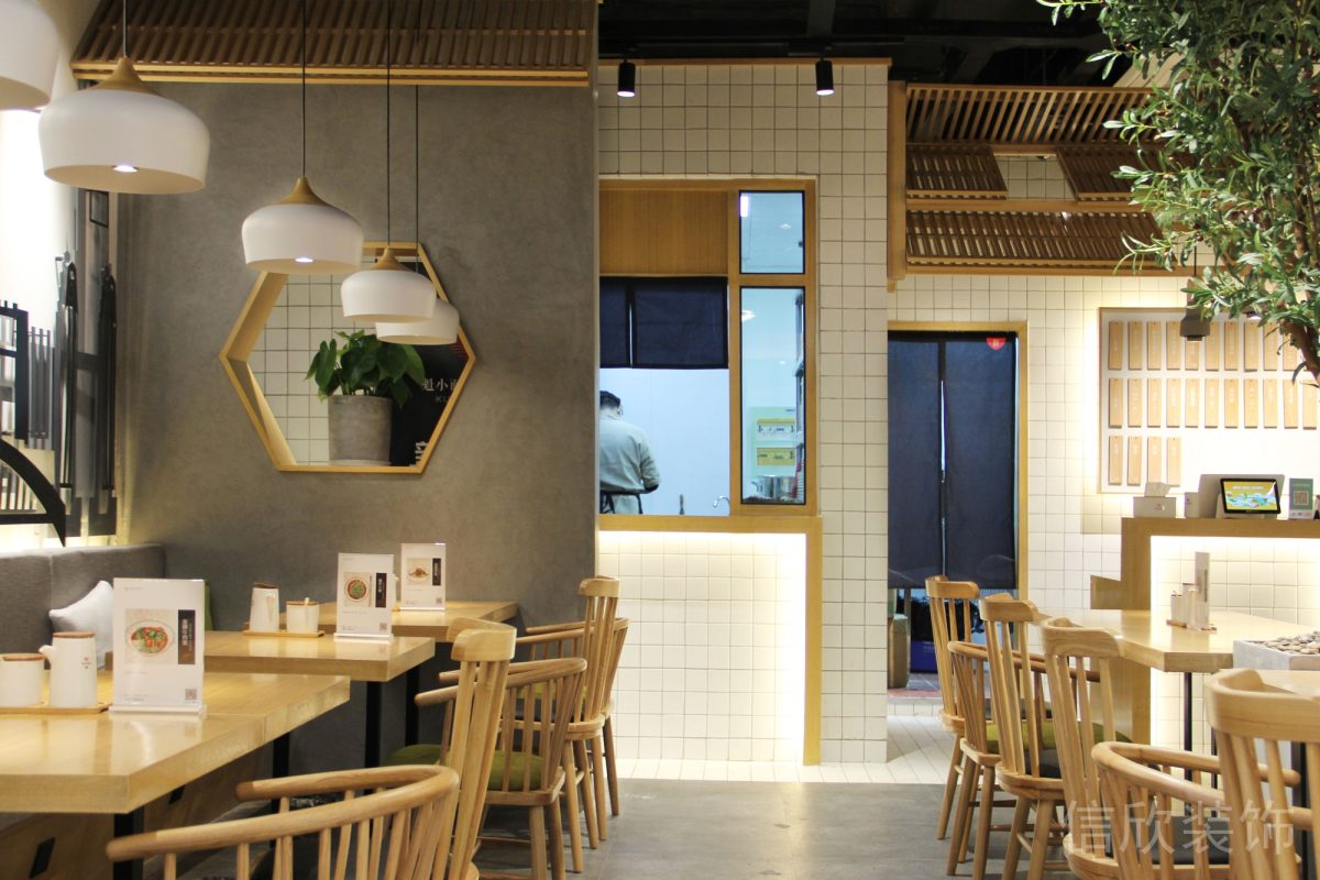深圳福田蓮花村重慶面館六邊形窗戶(hù)裝修設(shè)計(jì)