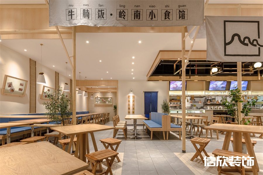 深圳羅湖筍干牛腩飯快餐店四人桌裝修設(shè)計