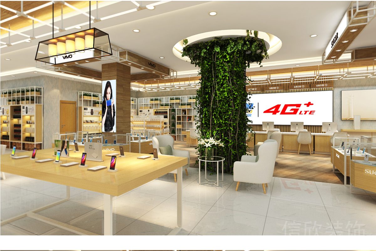 Vivo羅湖東門手機(jī)數(shù)碼店中間柱子綠植效果圖