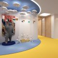 畢加索國際美術教育中心展示區藍色天花地面設計圖