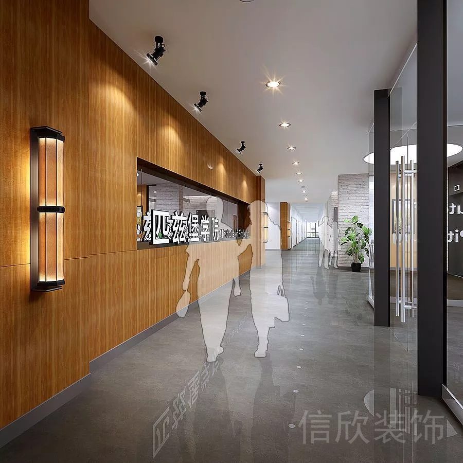 深圳市南山區大沖匹茲堡學院出國留學機構教室門前過道裝修設計