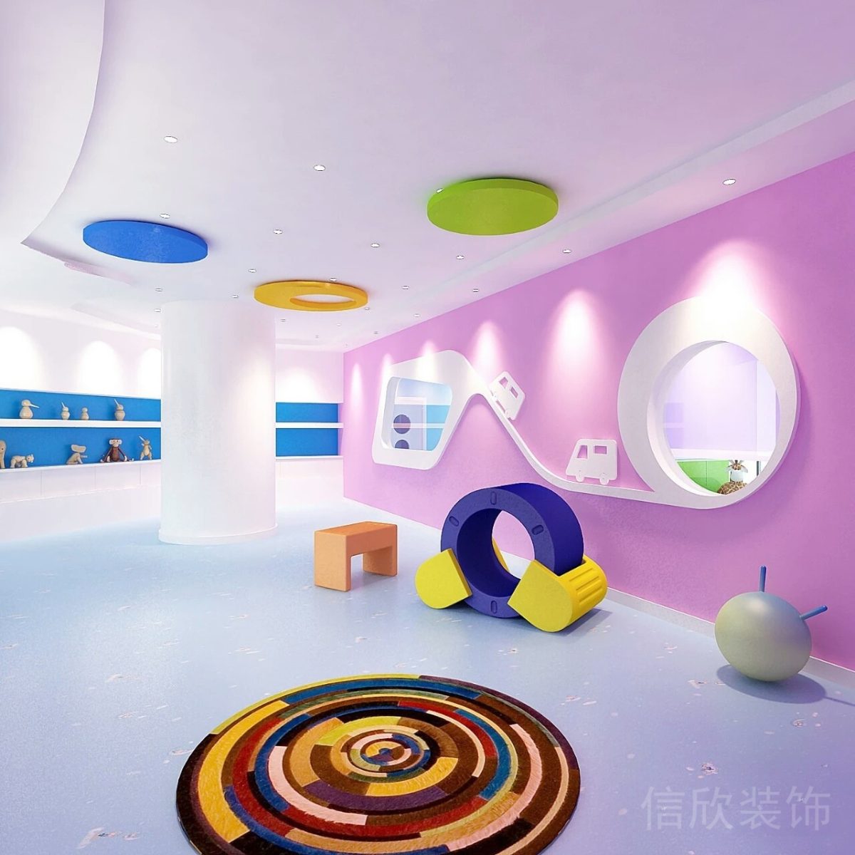 龍華區(qū)寶山時代大廈新愛嬰青少年幼兒培訓(xùn)啟蒙機構(gòu)教培興趣班活動室運動多功能教室裝修設(shè)計