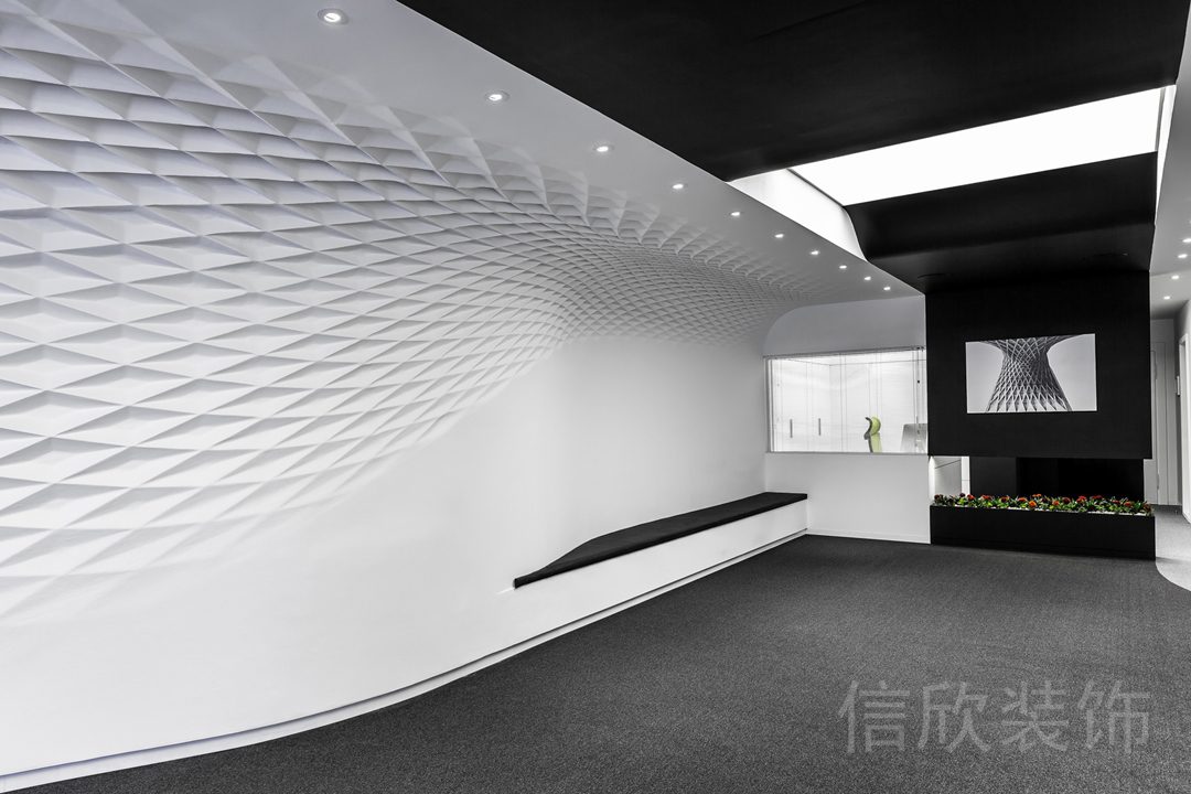 灰色地板弧線(xiàn)設(shè)計(jì)休息區(qū)裝修辦公室效果