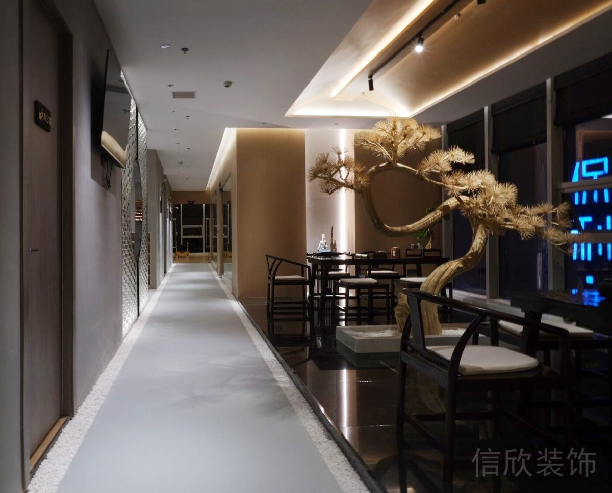 瑜伽機構(gòu)普拉提培訓教育中心過道裝修效果地臺瓷磚